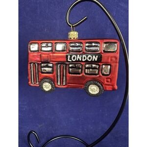 Impuls Poland Mouth-blown Glass Christmas Ornament Red London Bus